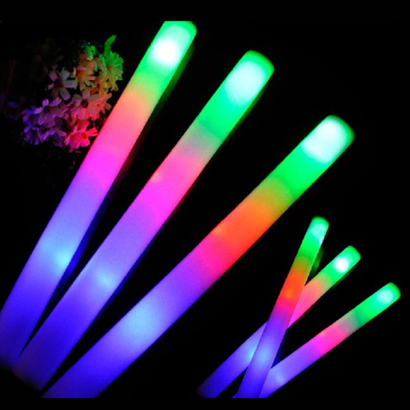 Led glow stick party light stick 12/15/24/30/60/120 stk/mye fargerik ledet foam stick cheer jevn led glød soft party festival ingen logo