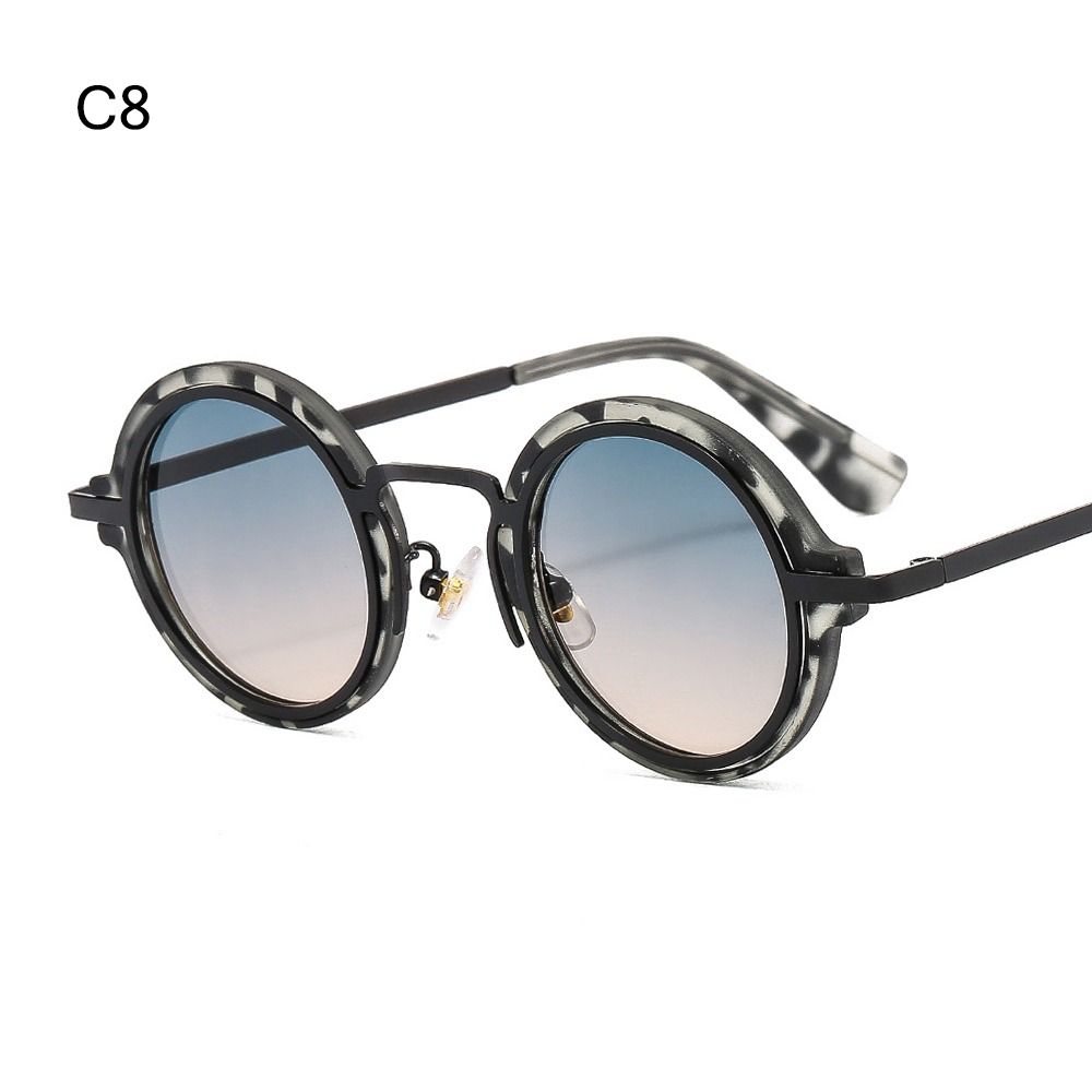 Gafas de sol de estilo Punk para hombre y mujer, lentes de sol con montura híbrida de Metal y PC, montura redonda, protección UV para tiro en la calle: Gris oscuro