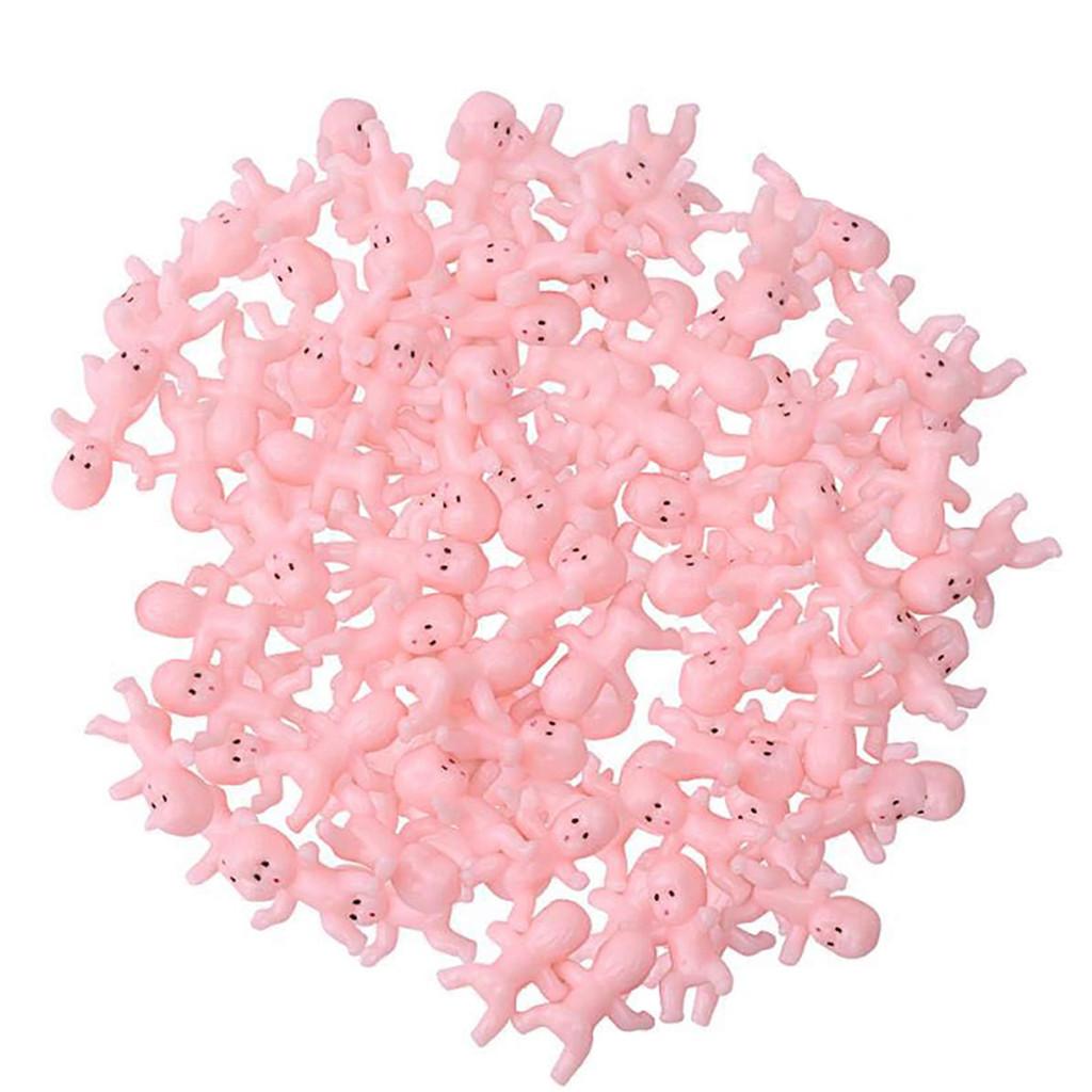 home decoration accessories 100 Pieces Mini Plastic Baby Favor Supplies for Baby Shower and Ice Cube Game: Pink