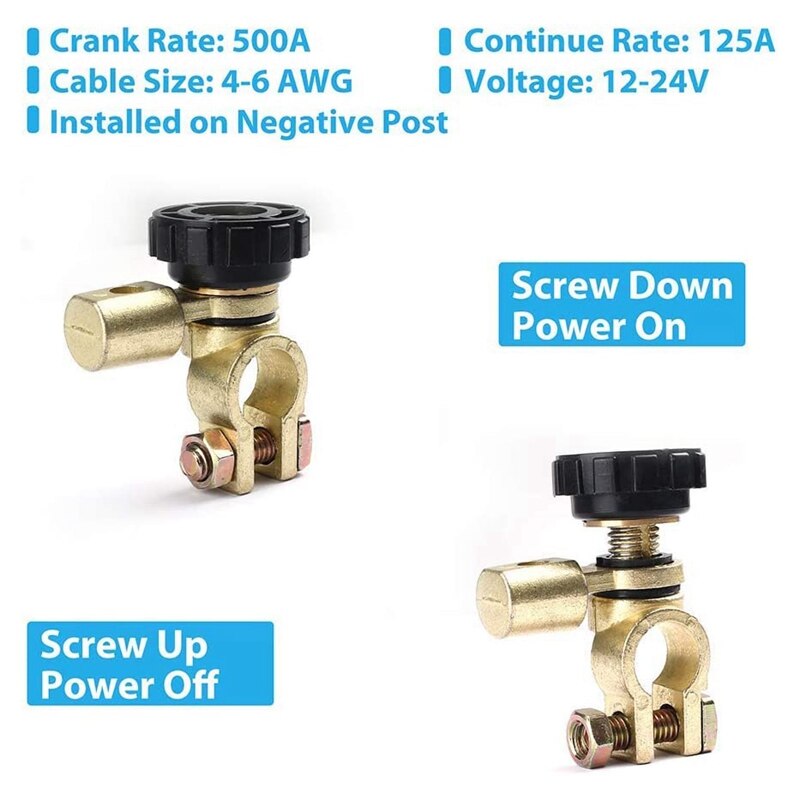 Top Post Battery Disconnect Switch for Cars Trucks Boats RVs 12V 24V Battery Cutoff Switch 360 Degree Battery Switch