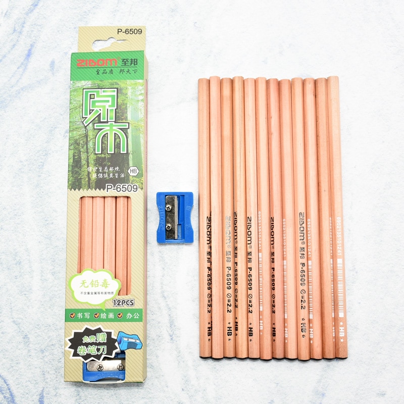 12 stuks/doos van natuurlijk hout potlood refill houtskool gemaakt van niet giftig potlood school tekening levert