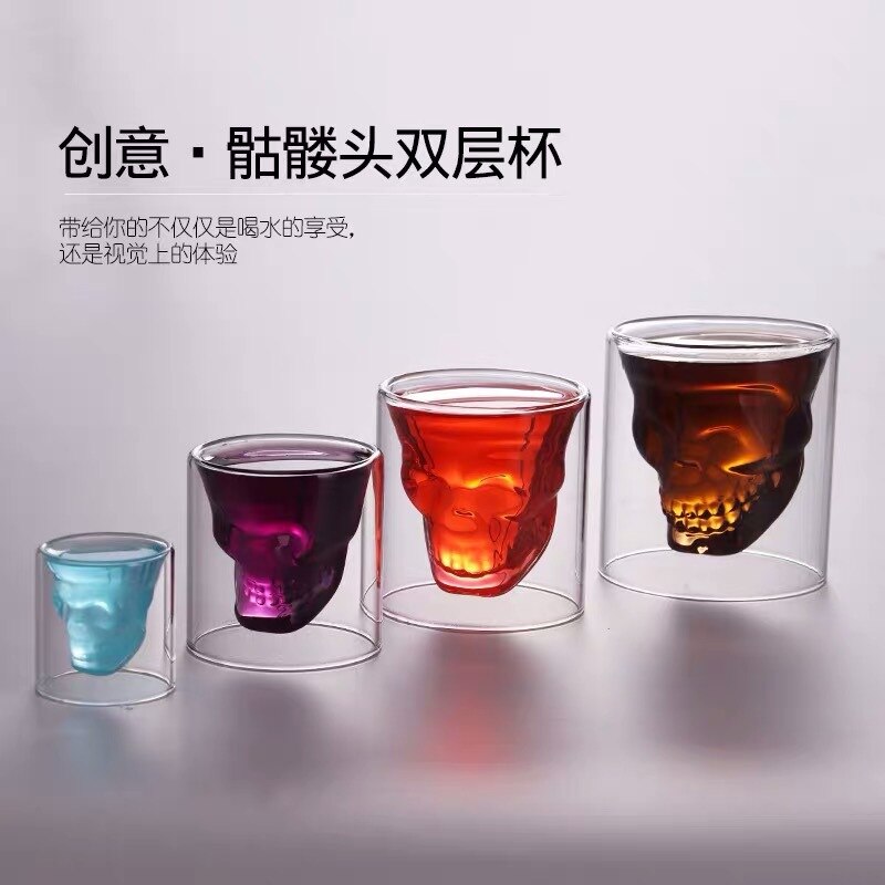 Glas Dubbele Laag Glas Schedel Hoge Boor Silicium Transparant Sap Cup