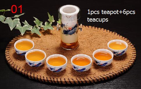 Kinesisk kung fu-tesæt, tekande af glas med filter og porcelæn-tekopper, varmebestandighed: 01
