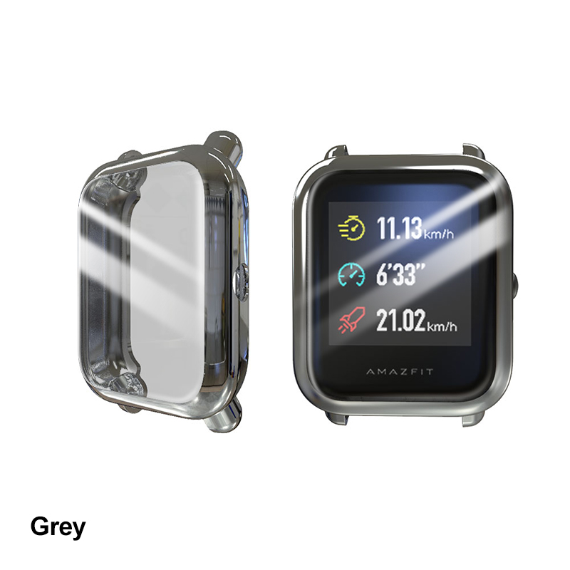 Bapick capa completa tpu macio pára-choques para xiaomi amazfit bip caso relógio inteligente protetor de tela para amazfit bip S lite caso acessórios: Grey / For Amazfit Bip