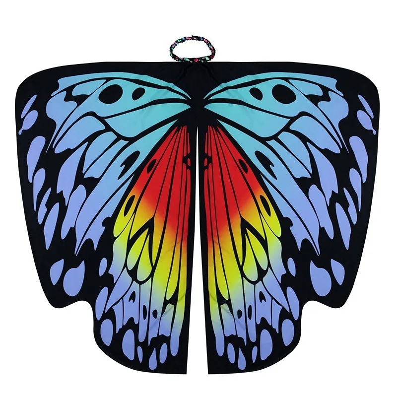 Rainbow Butterfly Wings Cape Shawl Fairy Ladies Dance Costume Adult Monarch Butterfly Cape Halloween Child Butterfly Wings: Gold