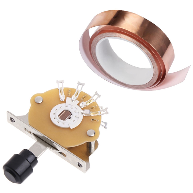 30Mm X10M Koperfolie Plakband Emi Afscherming Gitaar Slug Slak Barrière Tool &amp; 3 Manier Hendel Pickup Selector schakelaars