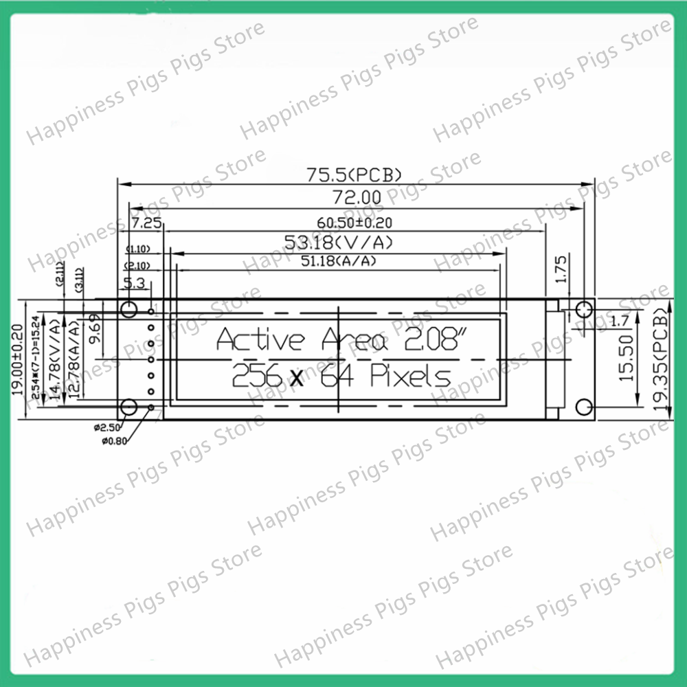 2.08 Inch OLED Display LCD Screen 256x64oled with Grayscale Adjustment SPI Interface Highlight