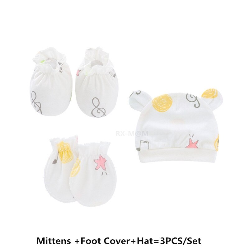 Bébé Anti rayures coton doux gants couvre-pied ensemble de chapeaux mitaines chaussettes Kit de casquette: 4
