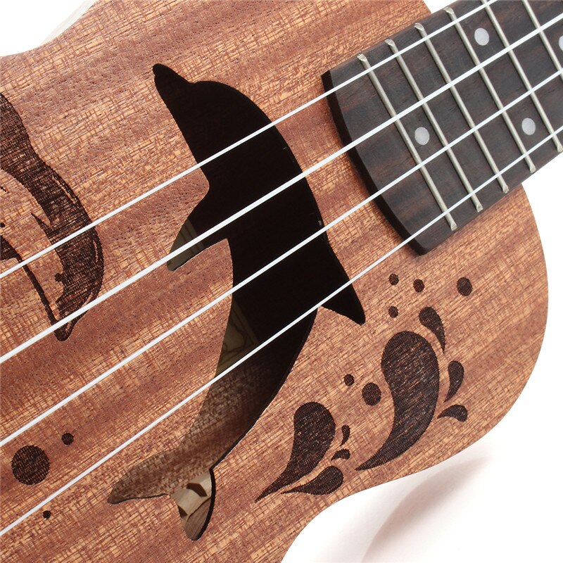 Zebra 21" Mini Sapele Dolphin Pattern Ukulele Rosewood Fingerboard 4 Strings Guitarra Guitar For Musical Instruments Beginner