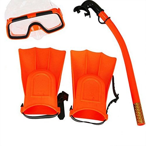 3 Pz/lotto Bambini silicone boccaglio Maschera Nuotare Immersione Subacquea Maschere Subacquee Snorkeling Immersioni Pinne impostato per Bambini Attrezzatura Subacquea: Arancione