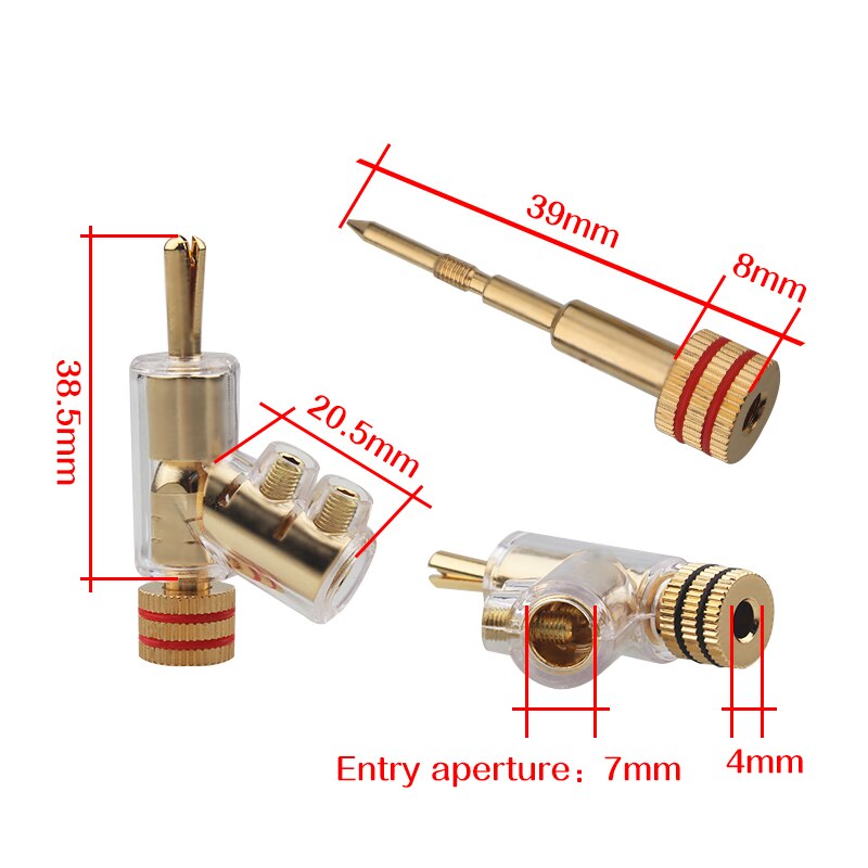 Xangsane 4 stück Hohe Leistung Gold überzogene Rhodium Überzogene Banana Verriegeln Stecker HiFi Lautsprecher Banana Anschlüsse