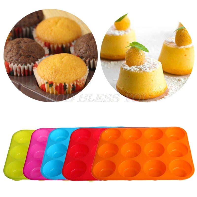 Silicone Anti-aanbak 12 Cups Muffin Pan Tray Cupcake Cake Bakvorm