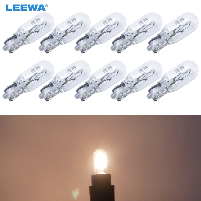 LEEWA 50 stks Warm Wit Auto T6.5 12 v 3 w Wedge Halogeenlamp Externe Halogeenlamp Vervanging Dashboard Bulb licht # CA1316