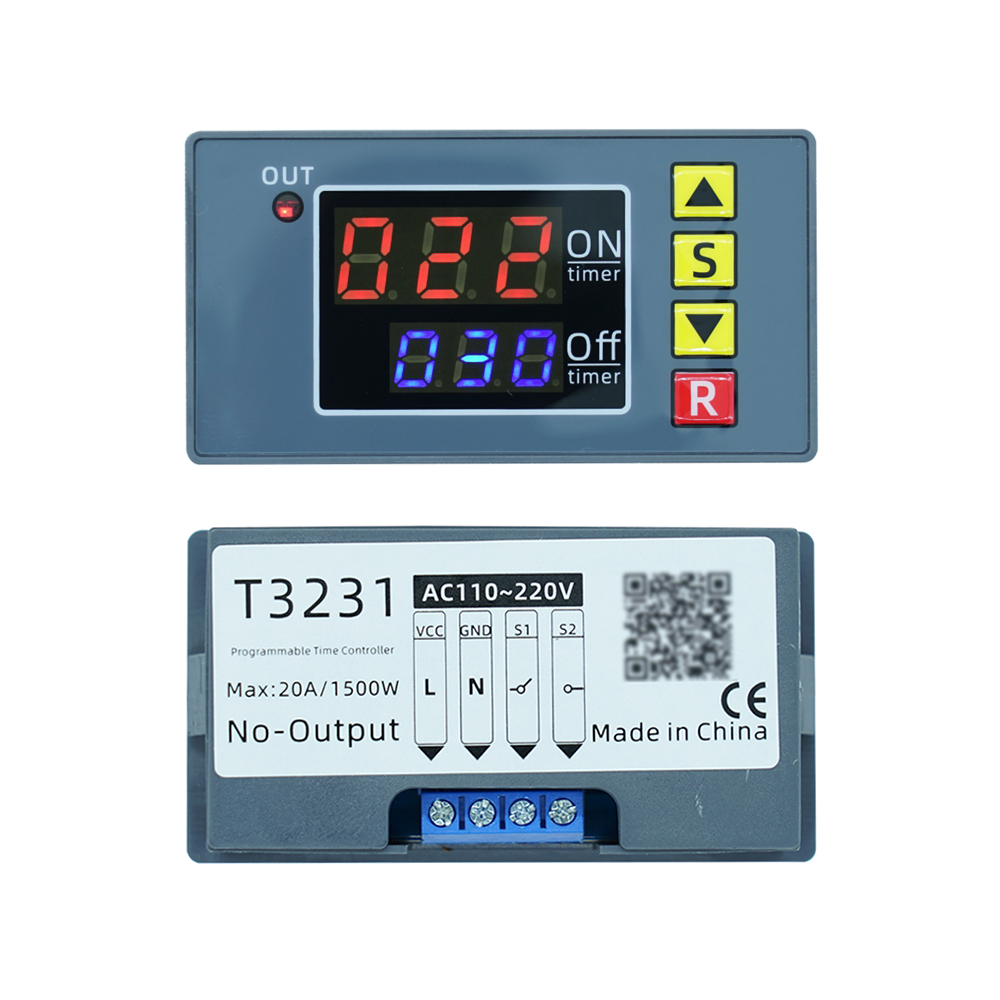 T3231 AC110-220V DC 12/24V Digital Cyclic Time Delay Relay LED Display time Relay Cycle Timer Control Switch: Red