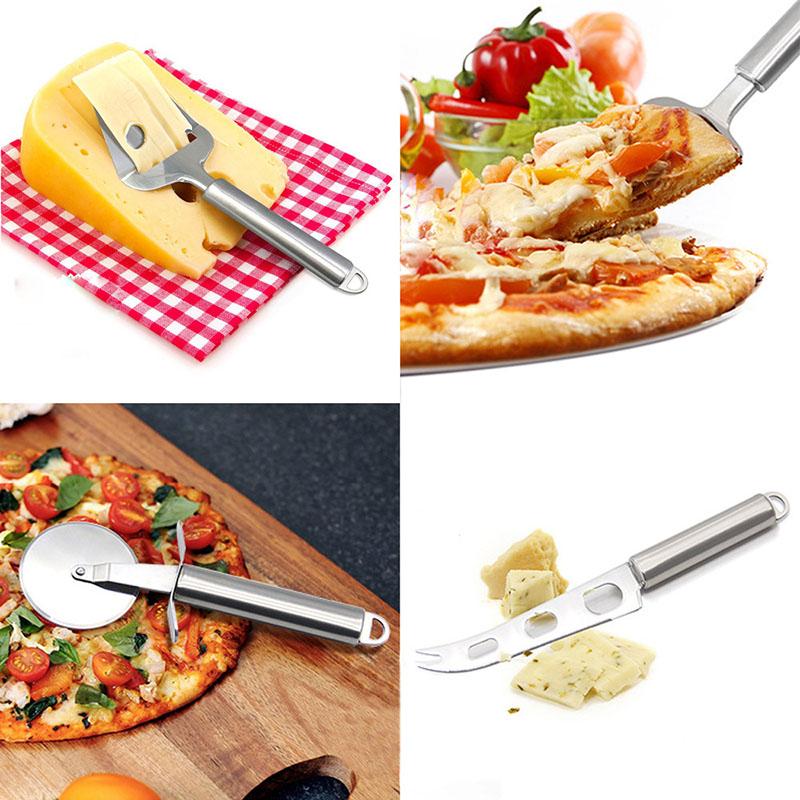4 Pcs/set Stainless Steel Pizza Cutter Roller Pizza Knife Cutter Pastry Pasta Dough Crimper Kitchen Pizza Tools Pizza Cutter