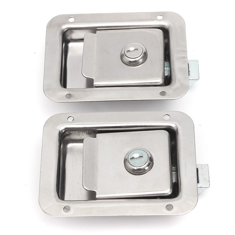 2 Sets Trailer Truck Toolbox Door Lock Stainless Steel Handle Door Lock T-Panel Lock Door Handle Latch