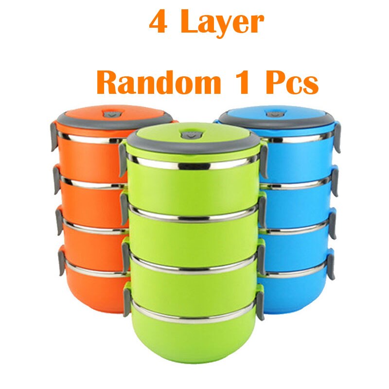 Brand 3 Layers Baby Kids Food Storage Boxs Food Storage Container for Kids Insulated Bento Box Dinnerware Lunchbox with Bag: 4 layer Random Color
