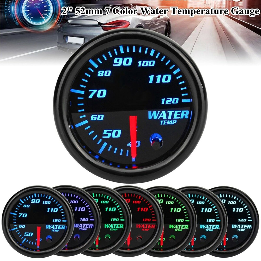 Led Display Digitale Universele Water Temperatuurmeter Met Sensor Metalen Auto Gebruik 7 Kleur Meter Koelvloeistof Hoge Nauwkeurigheid Duurzaam