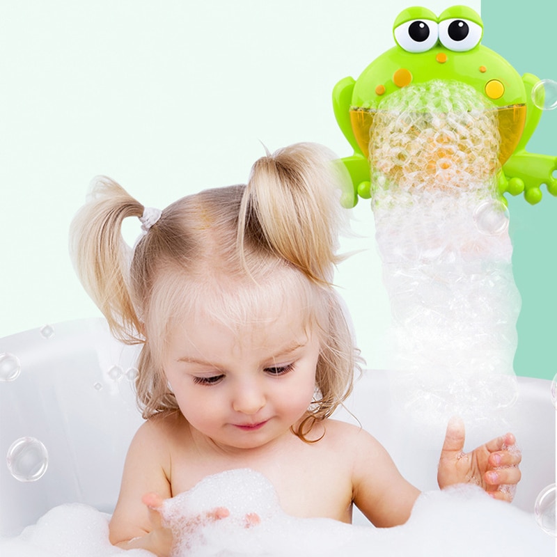 Baby Bath Toys Bubble Machine Big Frogs Automatic Bubble Maker Bathtub Soap Machine Blower Music Bath Toy for Baby & free