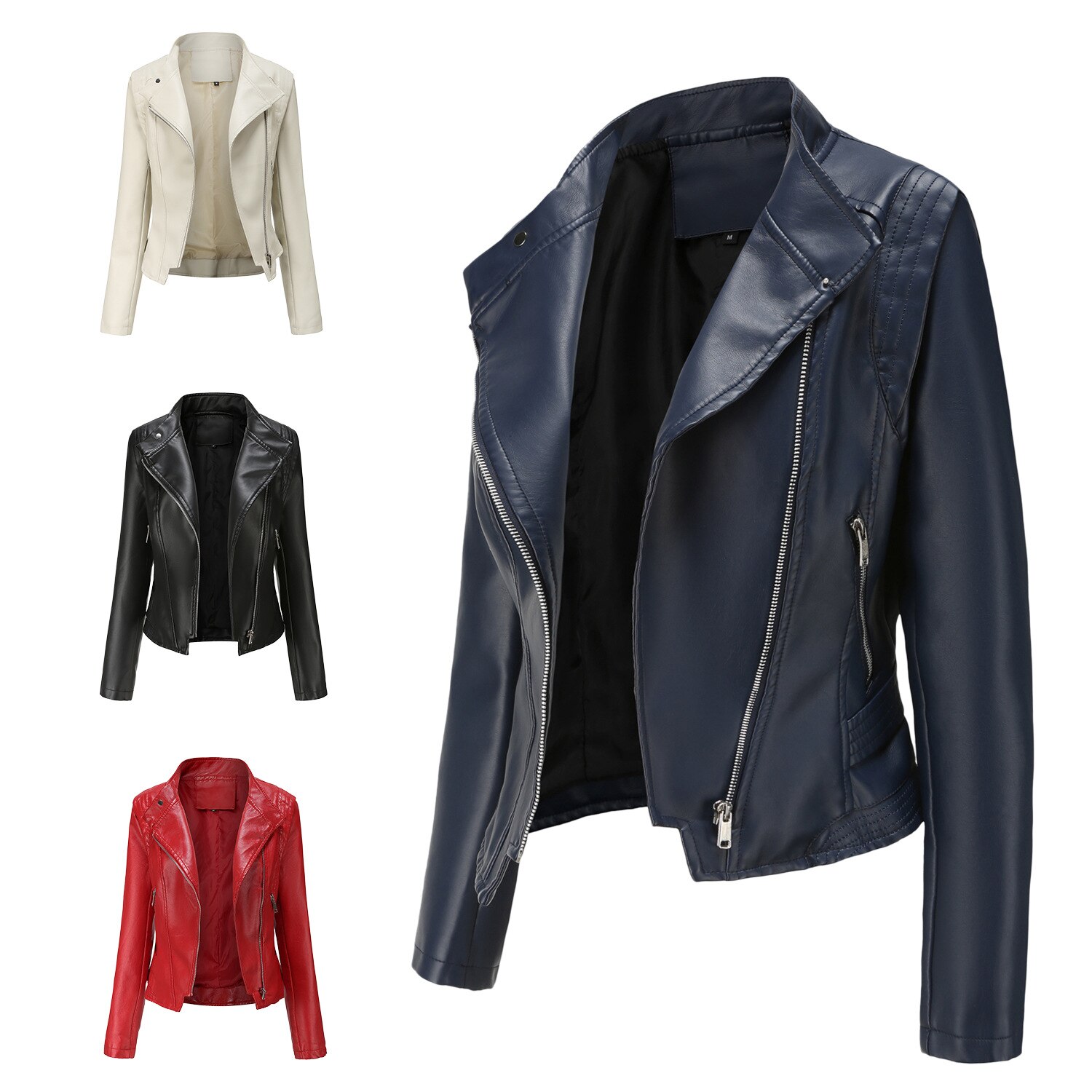 British Style Pu Lapel Women's Slim Leather Clothes Spring And Autumn Thin Long Sleeve Big Size Coat Short Jacket