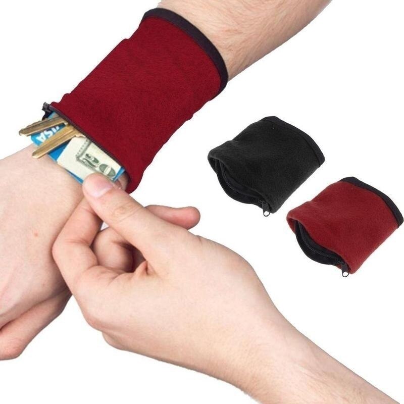 1PC Wrist Wallet Pouch Fleece Zipper Travel Gym Cycling Sport Wallet Hiking Accessiories Outdoor Camping Tool: red