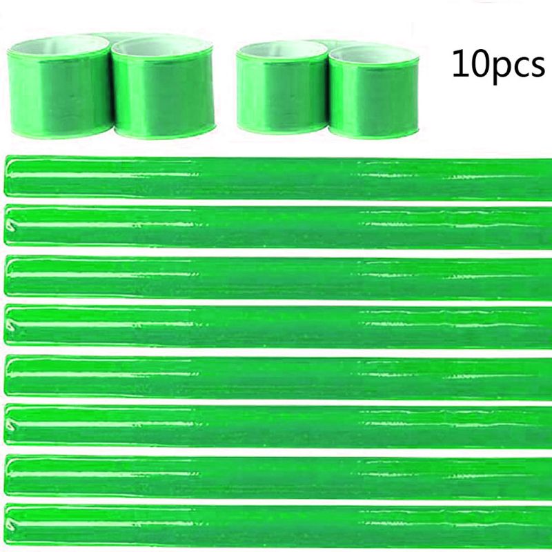 10Pc 38Cm Zichtbare Veiligheid Running Reflecterende Tape Bands Polsbandjes Spoke Reflectoren Fiets Reflecterende Armbanden Armbanden: 7HH1107187-GN