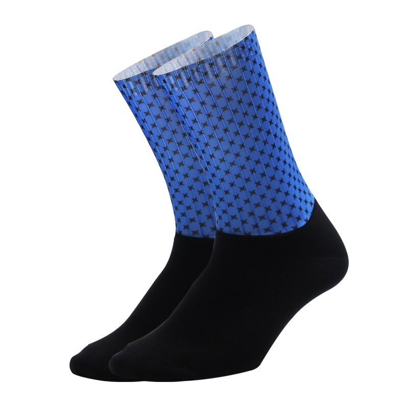 Silicone Non-slip Cycling Socks Functional Fiber Men Women Bicycle Bike Socks Anti Slip Hiking Camping Sport Socks: S02 Blue