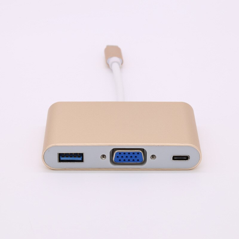 LYBALL USB C 3,1 Typ-C zu VGA USB 3.0 USB Typ C PD Hub Weibliche Adapter für Neue Macbook 12 zoll Chromebook Pixel Lumia 950XL