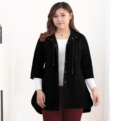 Grande taille 10XL 9XL 8XL - 4XL femmes longs Trench manteaux manteau décontracté femmes pardessus bureau dame grandes tailles vêtements pour Femme: Black / 10XL