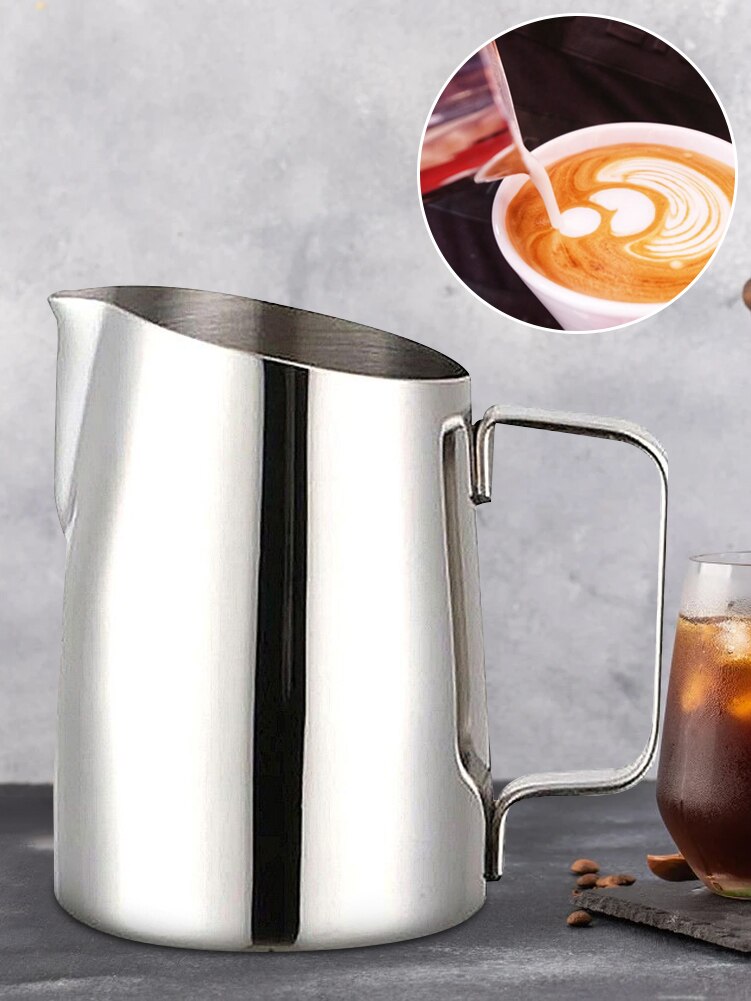 400ml Milch Aufschäumen Krug Edelstahl Milchaufschäumer Tasse mit Griff für Kaffee puccino Latte Kunst Barista Dampf Krüge