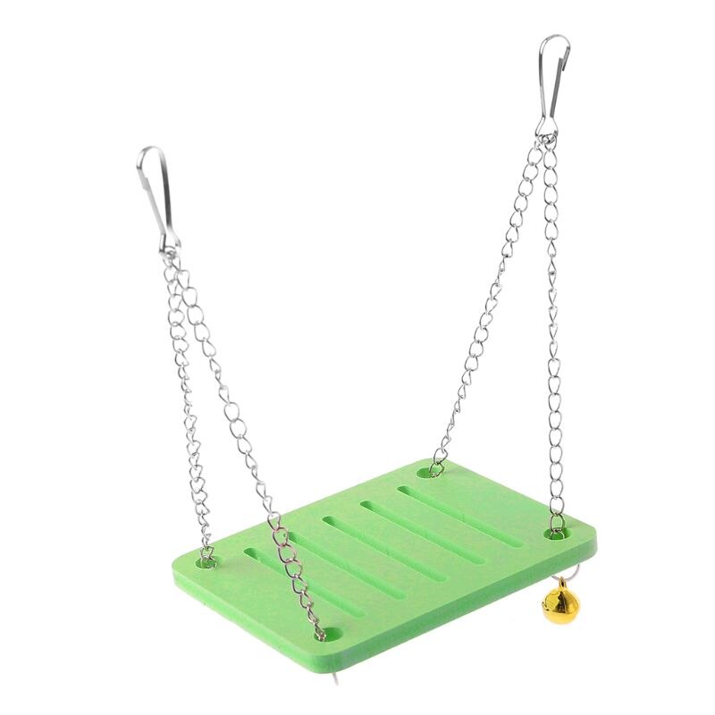 Columpio de madera para loros, hámster, campana colgante, jaula de juguete, percha de ratón, accesorios para mascotas