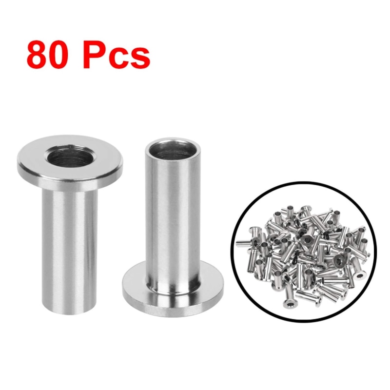 HHO-80Pack Stainless Steel Protector Sleeves for 1/8 Inch Wire Rope Cable Railing DIY Balustrade T316 Marine Grade