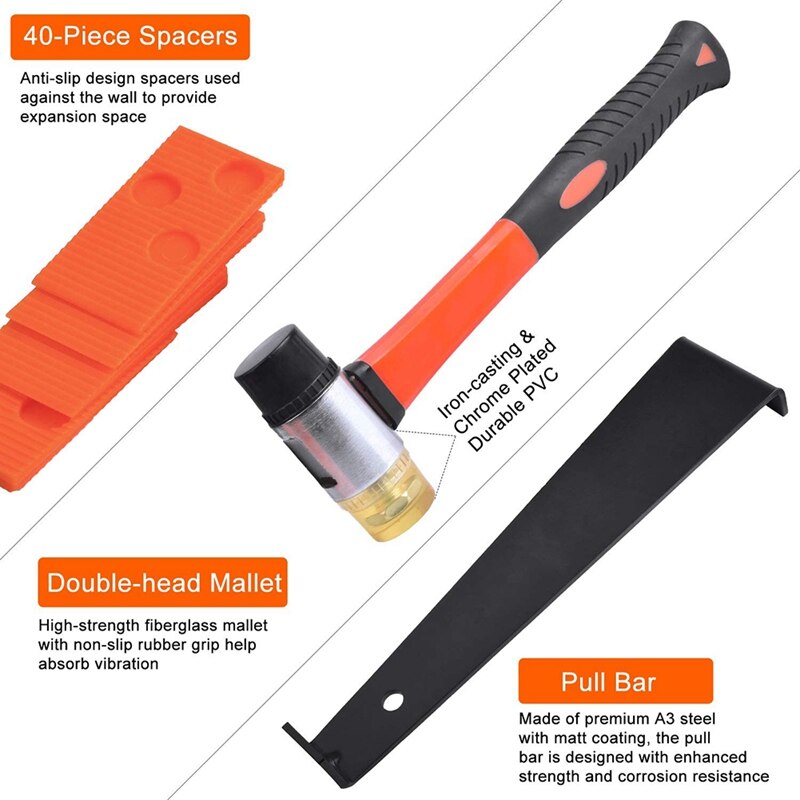 Laminate Flooring Installation Kit Set, 44 Pieces Flooring Tools for estic & Flooring Installation