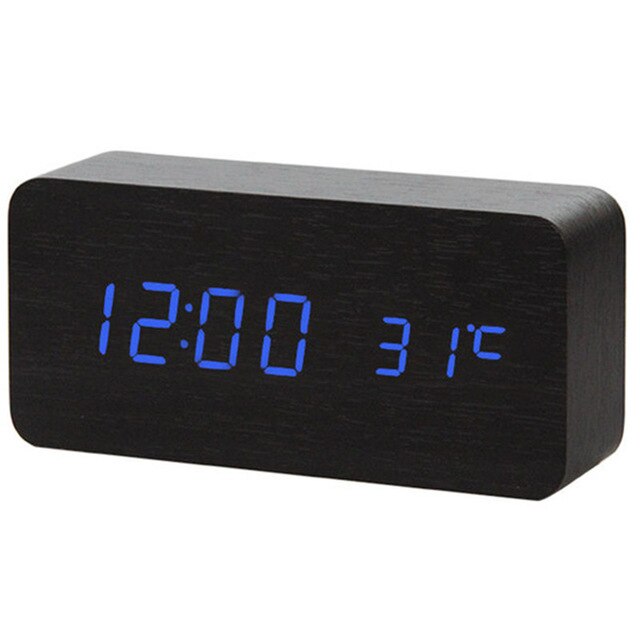 Led Houten Wekker Horloge Tafel Voice Control Digitale Hout Despertador Elektronische Desktop Usb/Aaa Aangedreven Klokken Tafel Decor: R