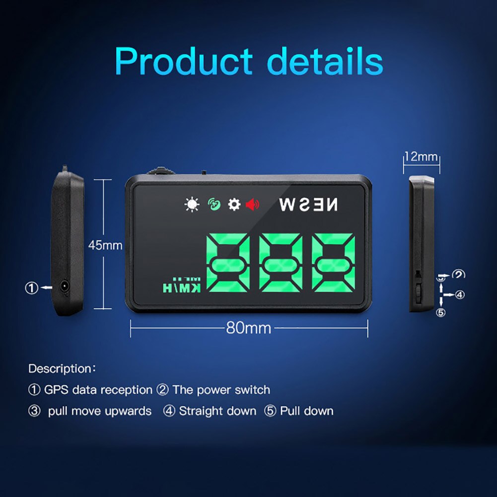 Car Head Up Display Car-styling Hud Display Digital GPS Overspeed Warning Windshield Projector Alarm System