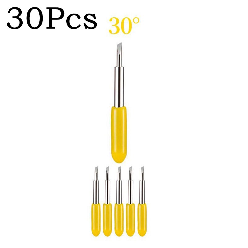 30/45/60 Degrees Roland Cricut Plotter Blade Knife Cutter Blades Vinyl Cutter Offset Knife Blade for Carving Tool Milling Cutter: 30PCS Yellow