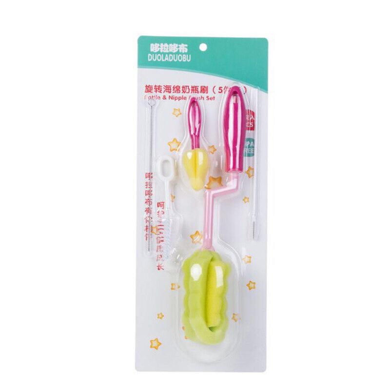 Baby Flasche Und Zitzen Pinsel 5 teile/satz Milch Flasche Pinsel Schwamm Material Hygienische und Praktische Smart mamas wahl: Rosa
