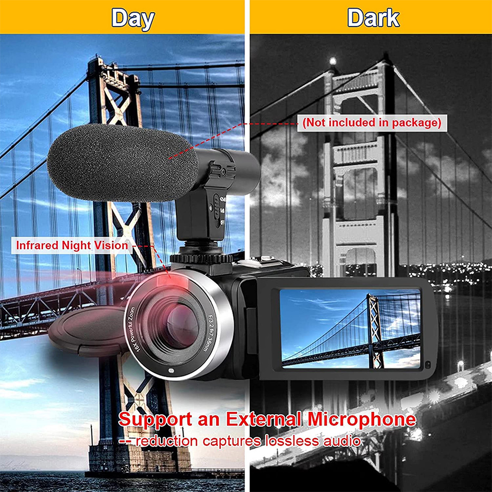 Vídeo digital 4k 18x zoom digital 42mp 2 em 1 filmadora de vídeo fotográfico tela rotativa de 3.0 polegadas câmera de alta definição câmera dv