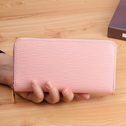 Portefeuille en croûte de cuir jaune pour femmes, pochette à fermeture éclair, Style japonais: Rose