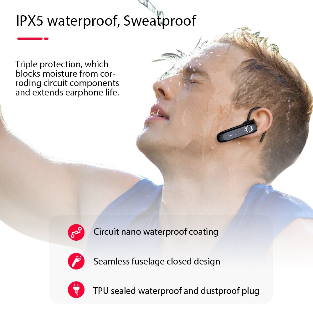 UCOMX U32K Bluetooth Kopfhörer Drahtlose Kopfhörer Ohr Haken Bluetooth Headset mit Mic Freisprecheinrichtung Hörer für iPhone Huawei Xiaomi