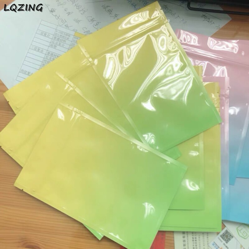 20Pcs Kleur Aluminiumfolie Zak Mini Self Seal Ziplock Verpakking Voedsel Zak Hersluitbare Bakken Snoep Sieraden Onderdelen Tassen Kleine zakjes