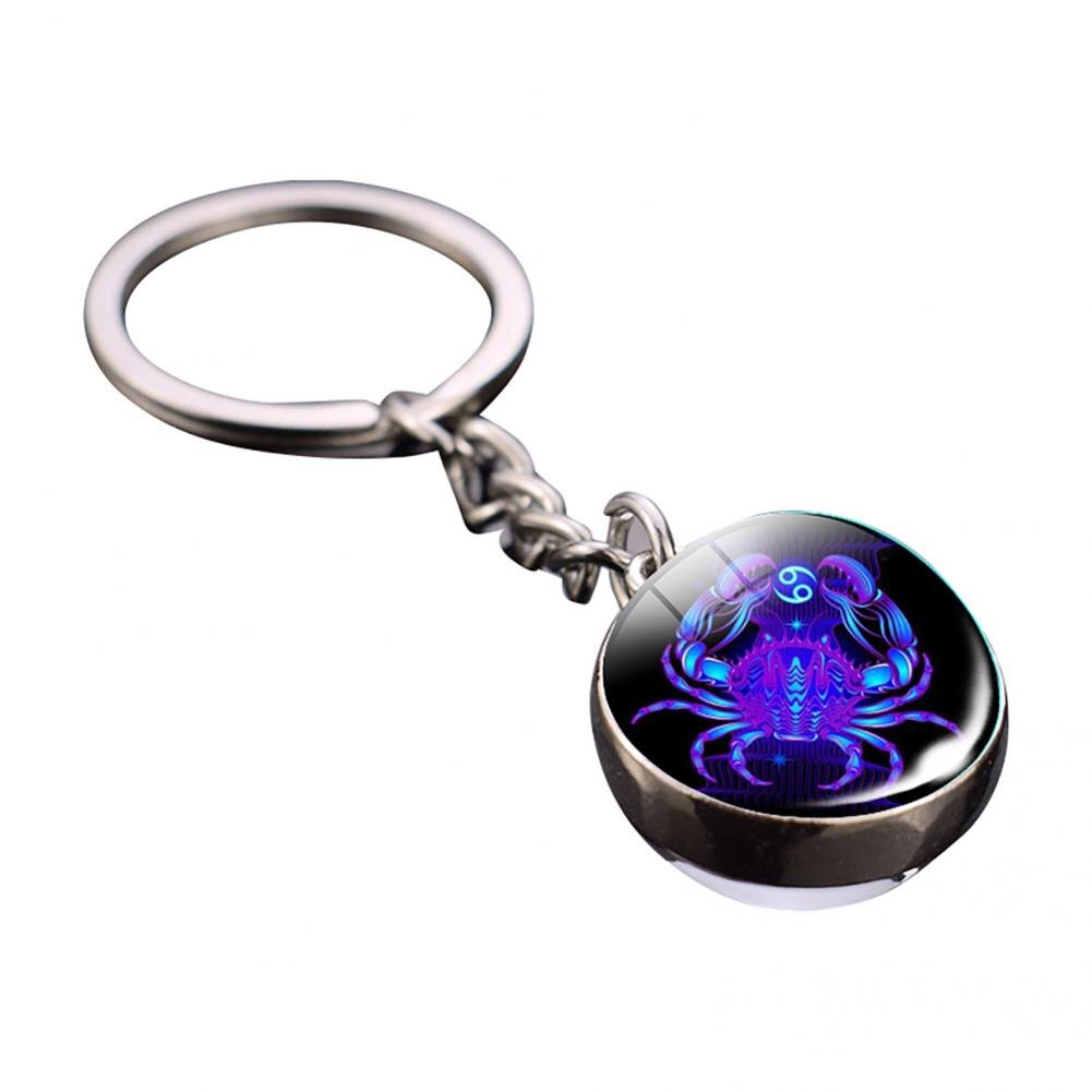 Glass Ball Pendant Decor Key Chain Lightweight Zodiac Style Glass Ball Constellation Keychain