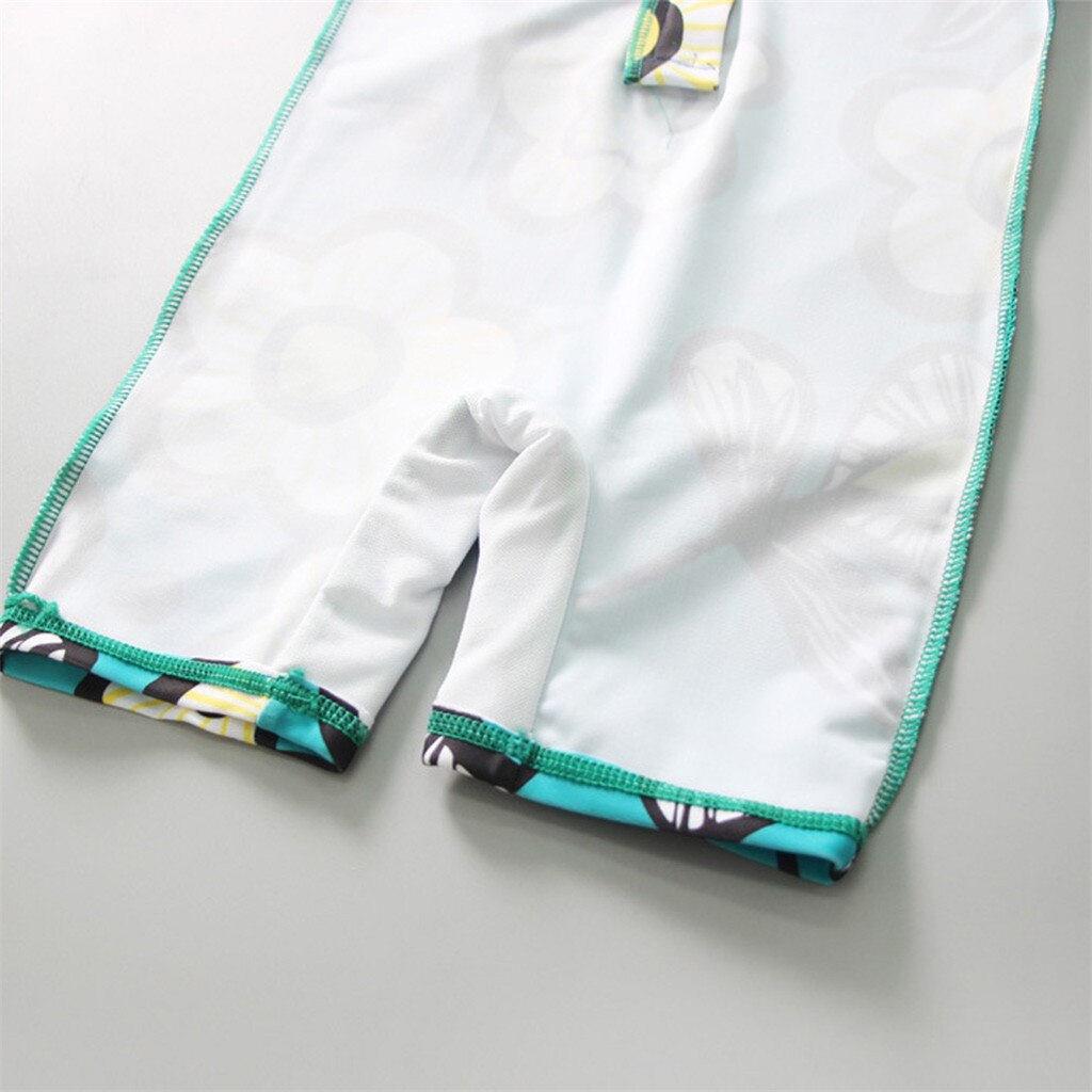 One-Piece Swimsuit for Girls Floral Print Zipper Front Long Sleeve Bikini Beachwear Cute Bathing Children's Swimsuit