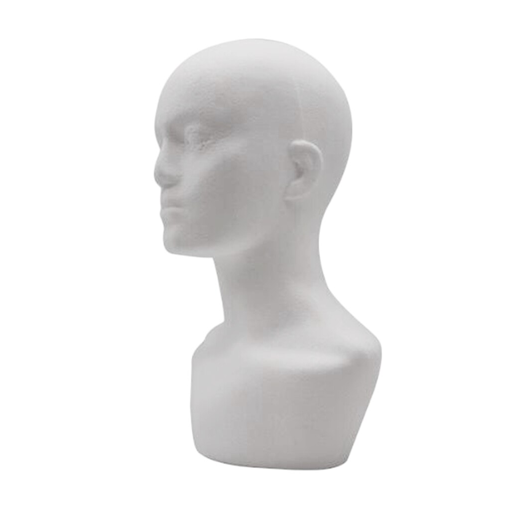 Lightweight Male Hair Hats Mannequin Stand Model For Cap Wig Glasses 21&#39;&#39; White