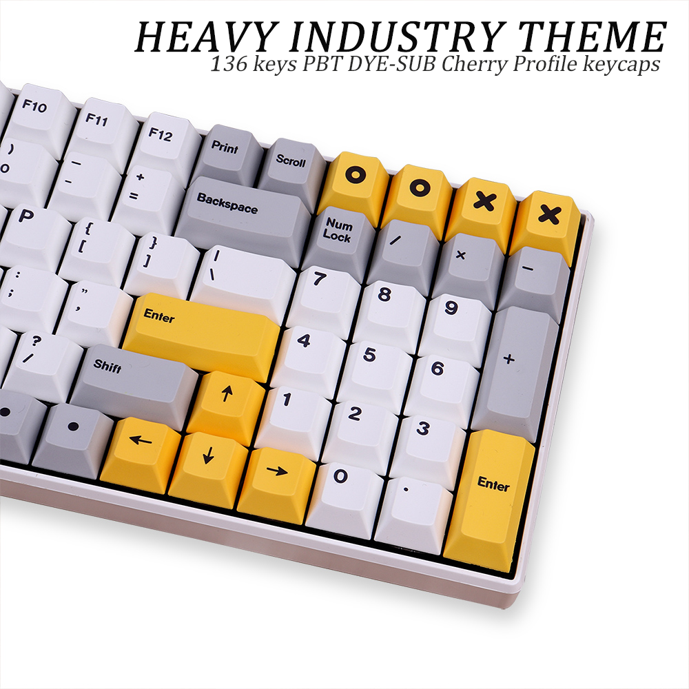 Teclas de perfil de cereza para teclado mecánico para jugar, teclas con tema industrial pesado, 139 teclas, PBT, SUB, DYE-SUB