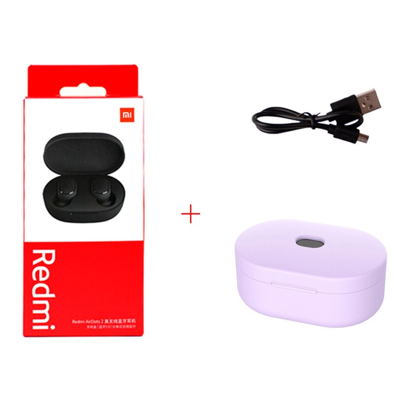 Xiaomi Redmi Airdots 2 TWS auricular inalámbrico bluetooth 5,0 auricular estéreo reducción de ruido Micrófono auriculares de Control de voz: Cable Purple Case