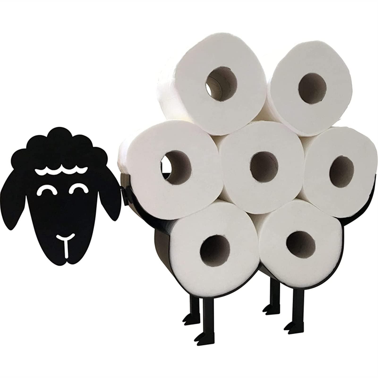 Toilet Paper Roll Holder Bathroom Wall Mounted Loo Rolls Storage Metal Rack Mount Hold up 7 Rolls Novelty Sheep Holder