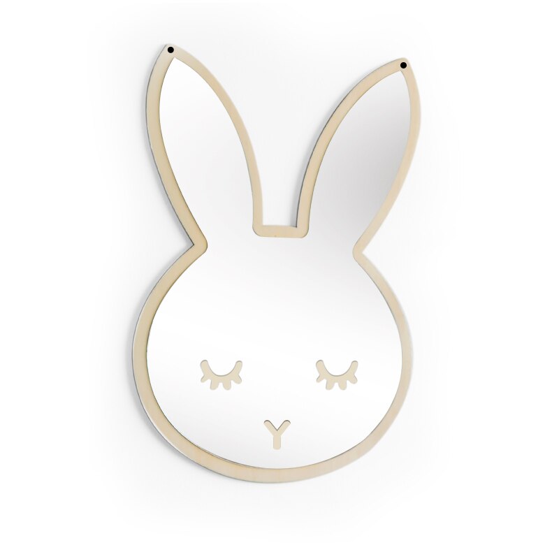 Nordisk skandinavien stil kawaii barnkammare dekorativ spegel väggmålning venetiansk badrum rund plexiglas vägg spegel dekorativ spegel: Kanin