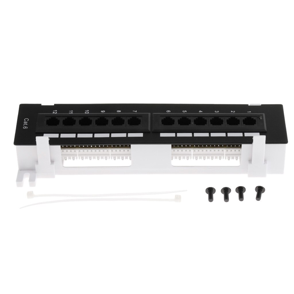Network Tool Kit 12-port Cat5e/6 UTP LAN Wall Patch Panel Networking Wall Mount Rack Mount Bracket Black
