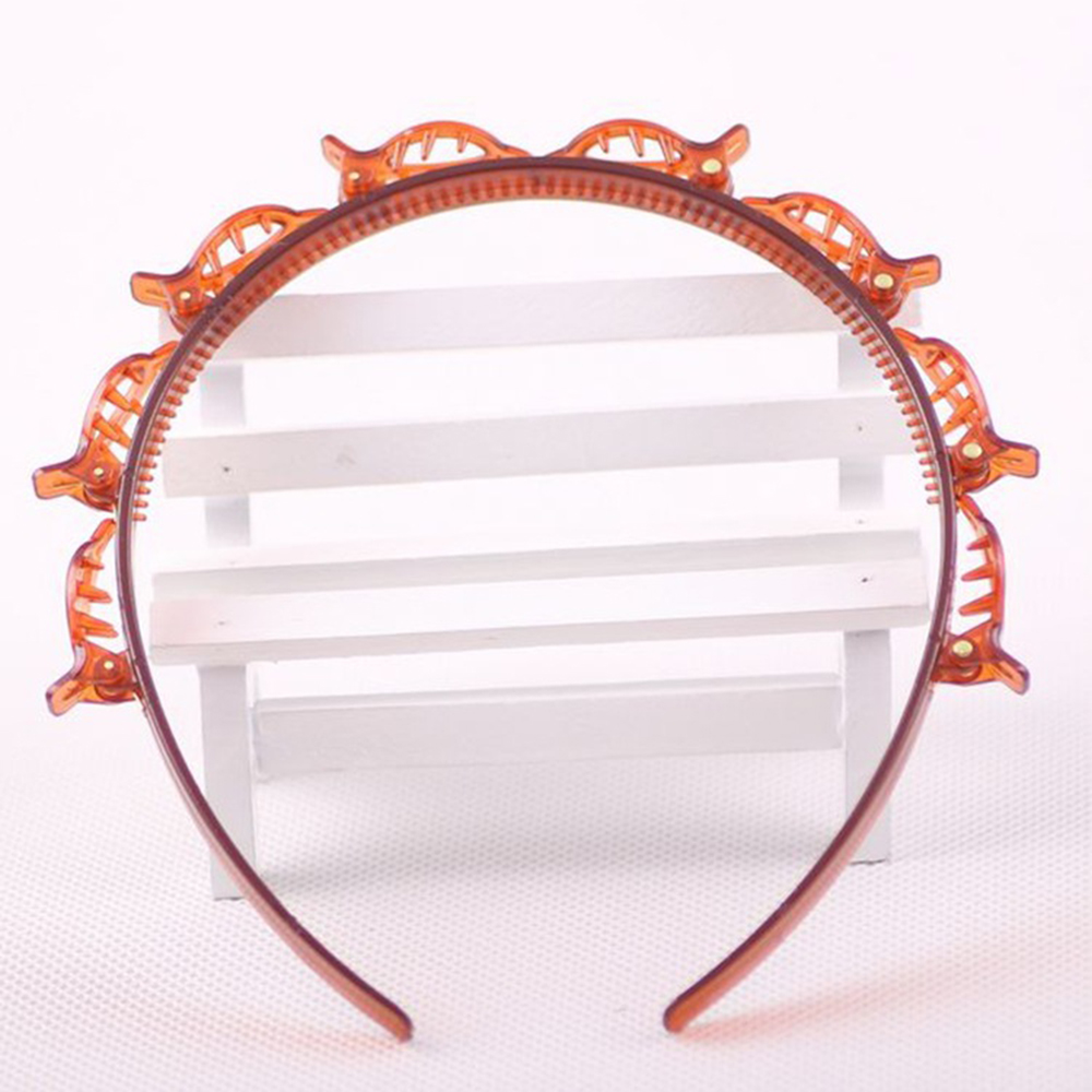 Pinzas para el pelo con doble flequillo para mujer, horquillas para la cabeza, trenza giratoria, horquilla frontal, diadema, tocado, novedad de 2022: YELLOW